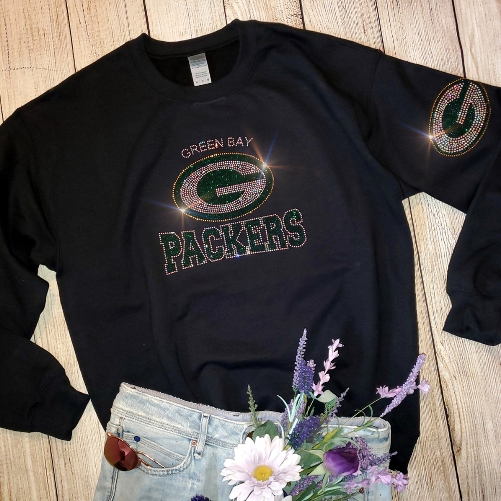 Green Bay Packers New UNISEX Rhinestone Crewneck Sweatshirt all sizes … - Picture 3 of 4